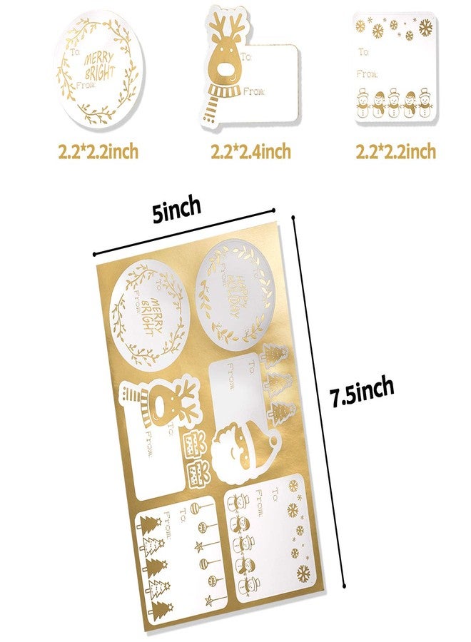 Whaline Christmas Gold Silver Foil Gift Tags Xmas Self Adhesive Name Tag Stickers Foil Assorted Pattern Presents Labels for Gift Boxes Wrapping Paper Xmas Party Holiday Decor, 100Pcs 8 Sheets - Image 2